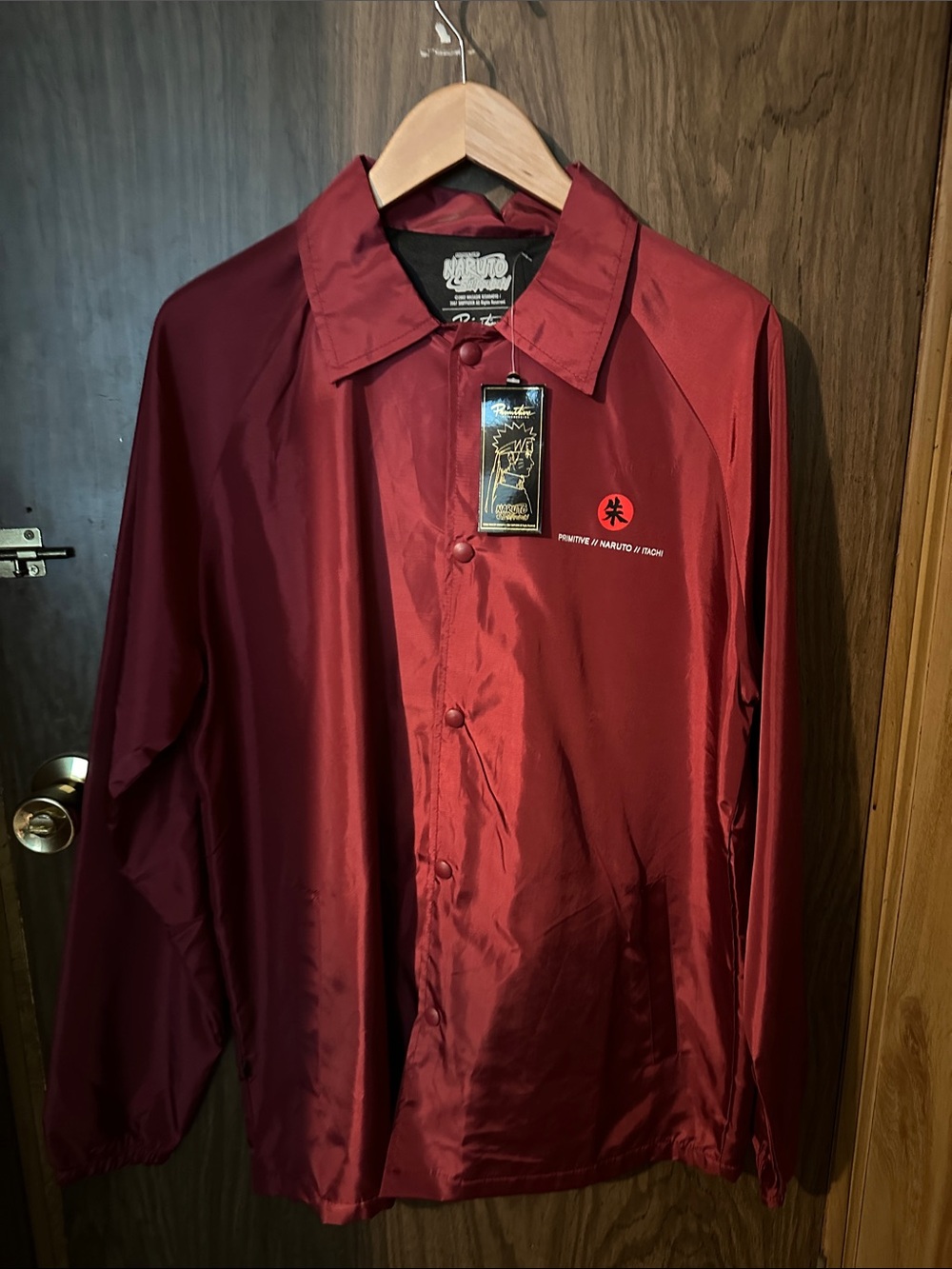 Primitive Red Satin Jacket with Black & White Itachi Graphic